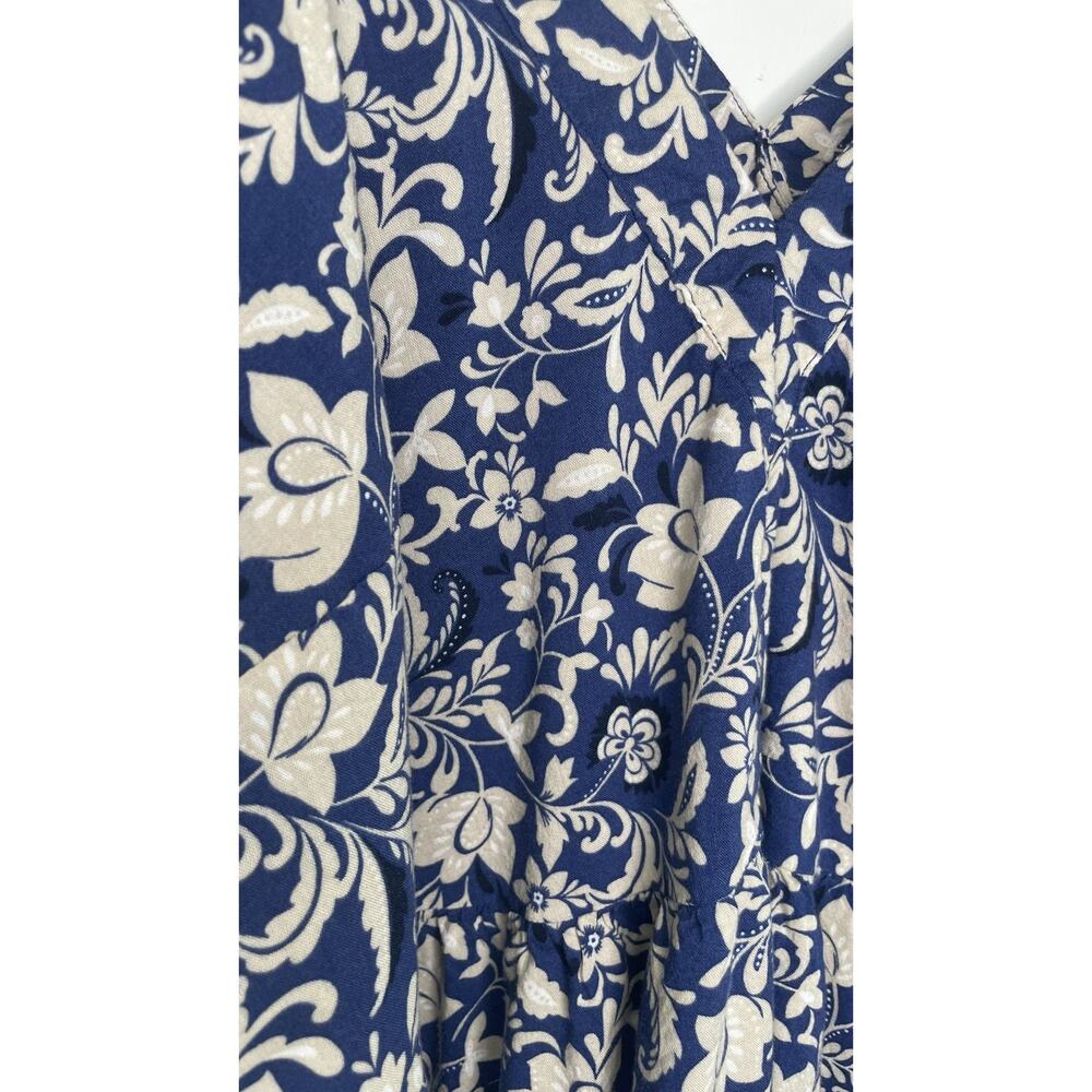 Old Navy Tiered Swing Dress Floral Ruffle Peasant Cottagecore Blue Womens XL - Picture 10 of 16